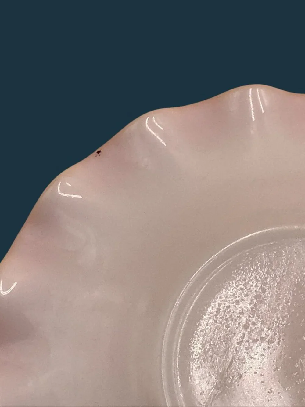 Vintage Hazel Atlas Glass Company Pink Ripple Saucer 5.5” 1950's Crinoline